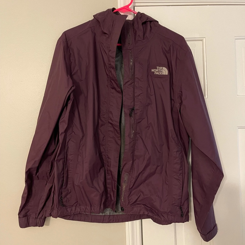 Purple north face rain jacket